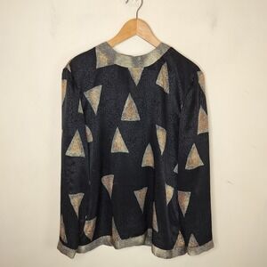 Vintage Caron Chicago Satin Blouse Geometric Satin USA